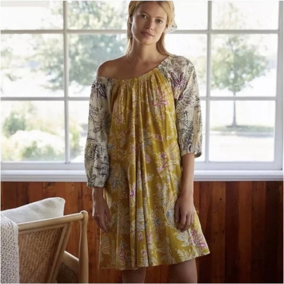 Anthropologie Daily Practice Women’s Mollie Floral Mini Dress Puff Sleeve Boho - Picture 12 of 13